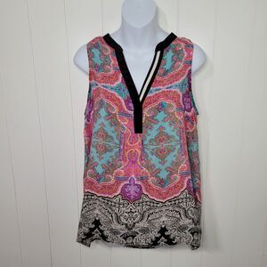 Anthropologie Vanessa Virginia Silk Top Womens Size Medium Sleeveless Boho Artsy